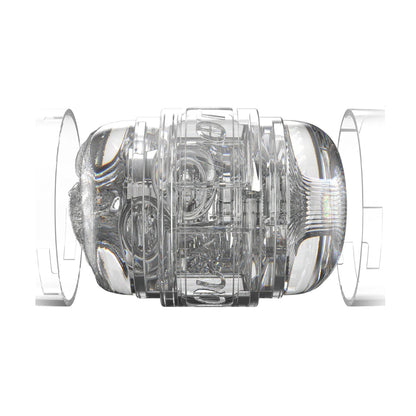 Side view of clear Quickshot with caps removed