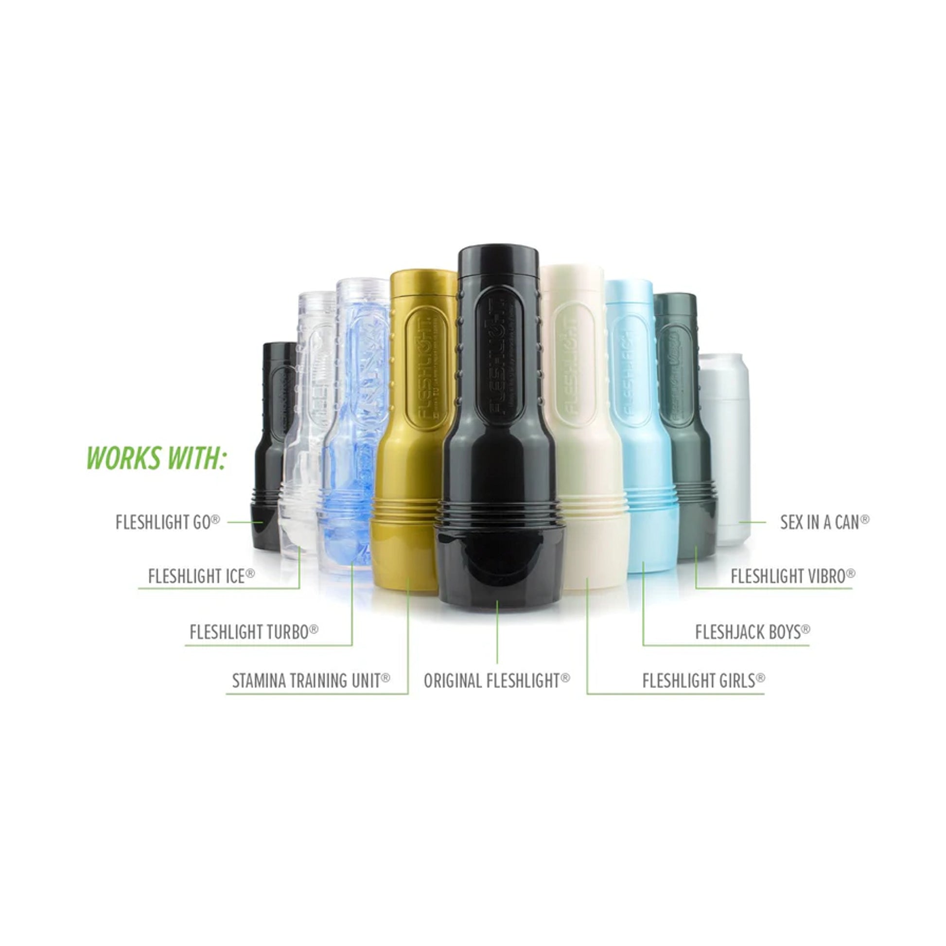 Compatible Fleshlight case styles lineup display