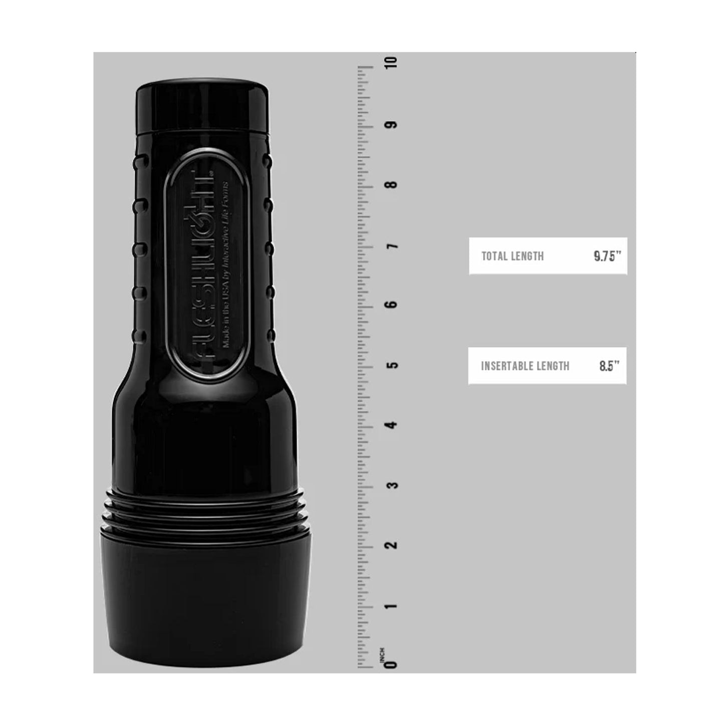 Fully assembled case shown beside measurement scale