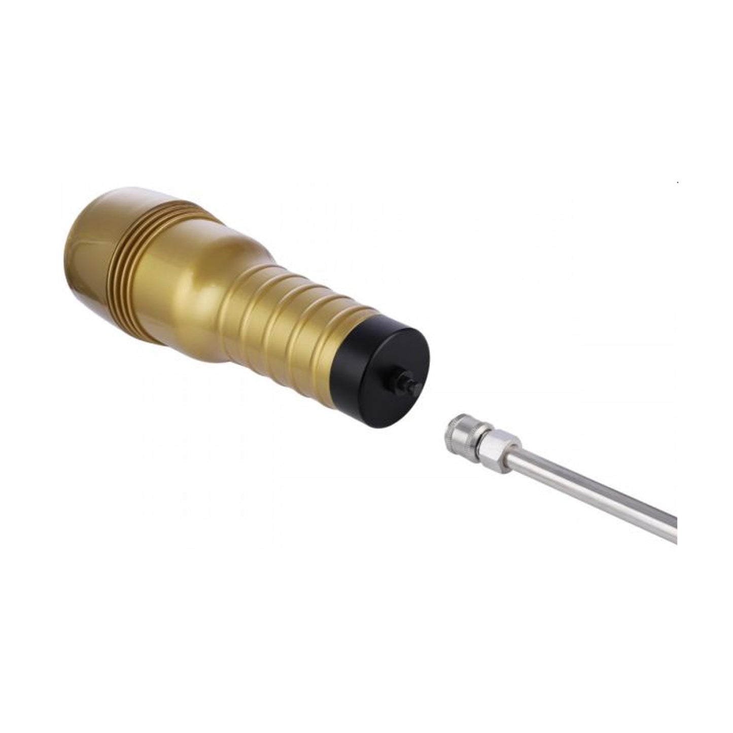 Fleshlight case with adaptor attached connecting to machine rod