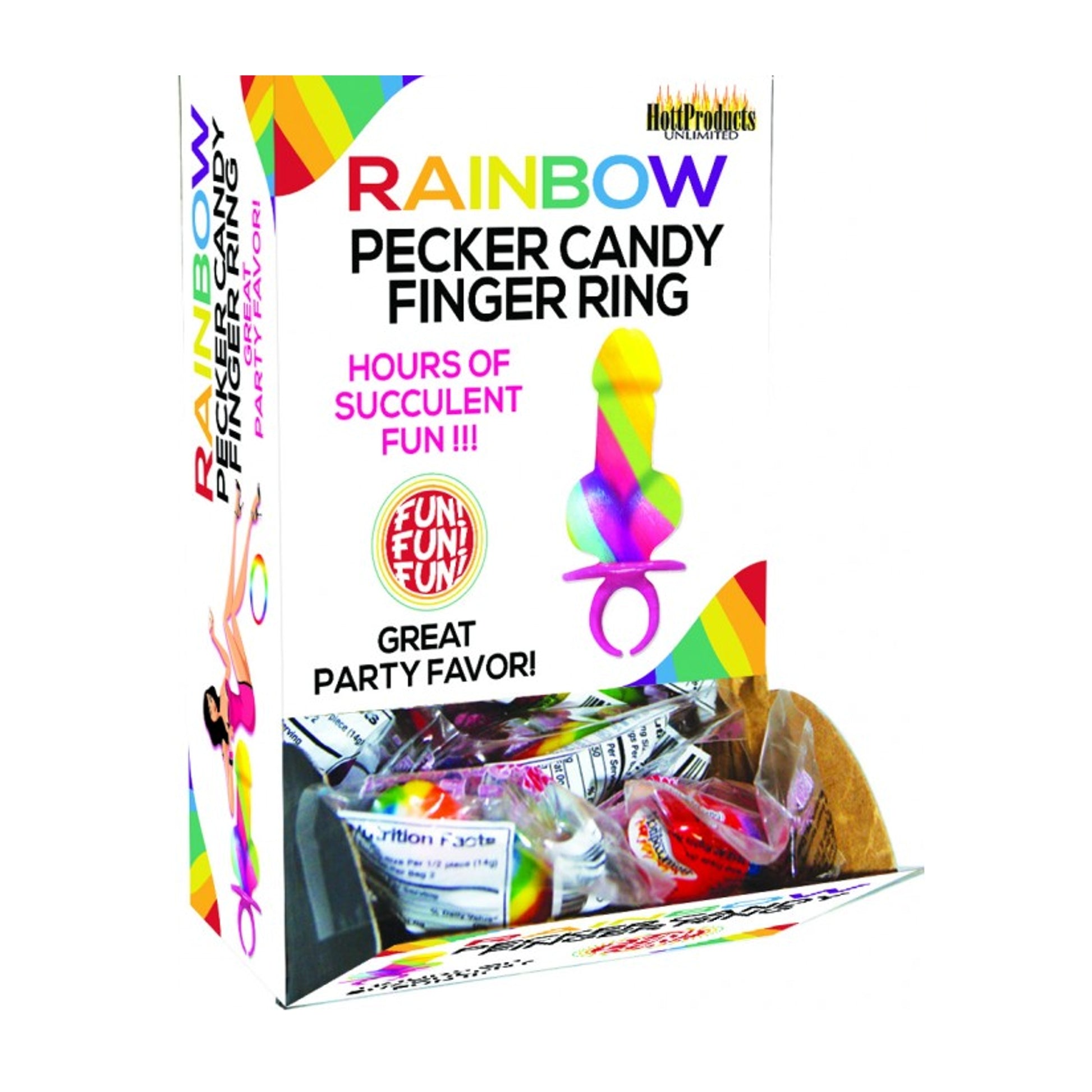 Rainbow pecker candy finger ring retail display box