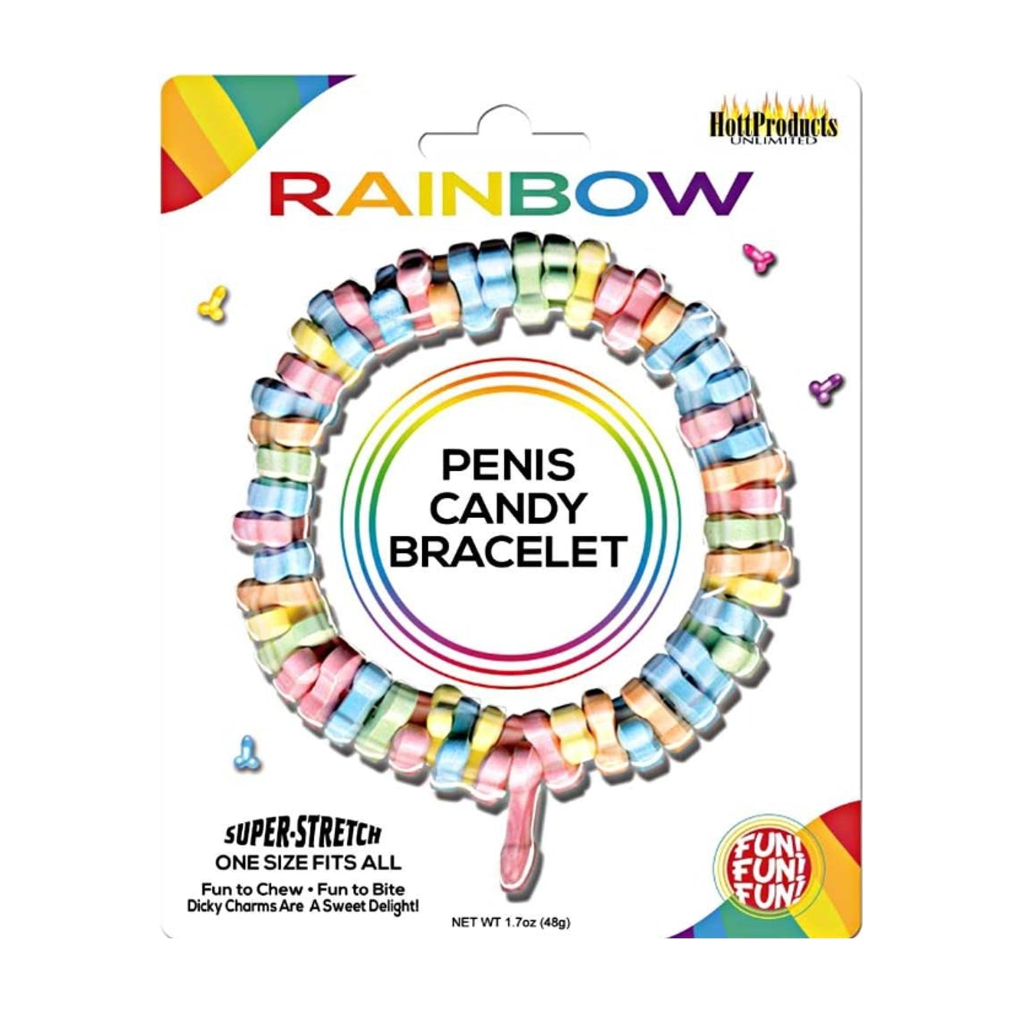 Hott Products Rainbow Penis Candy Bracelet retail packaging