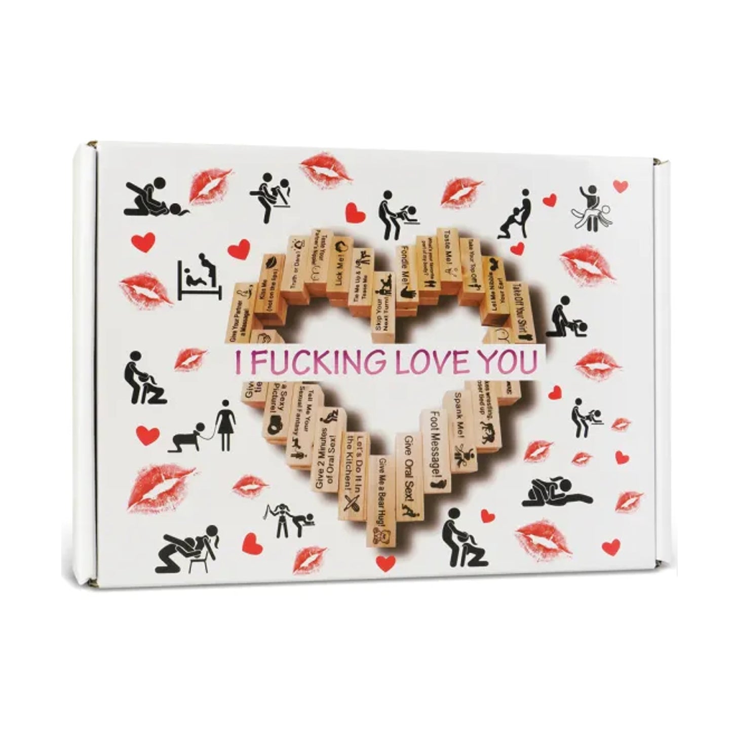 I Fucking Love You Jenga Game in retail packaging