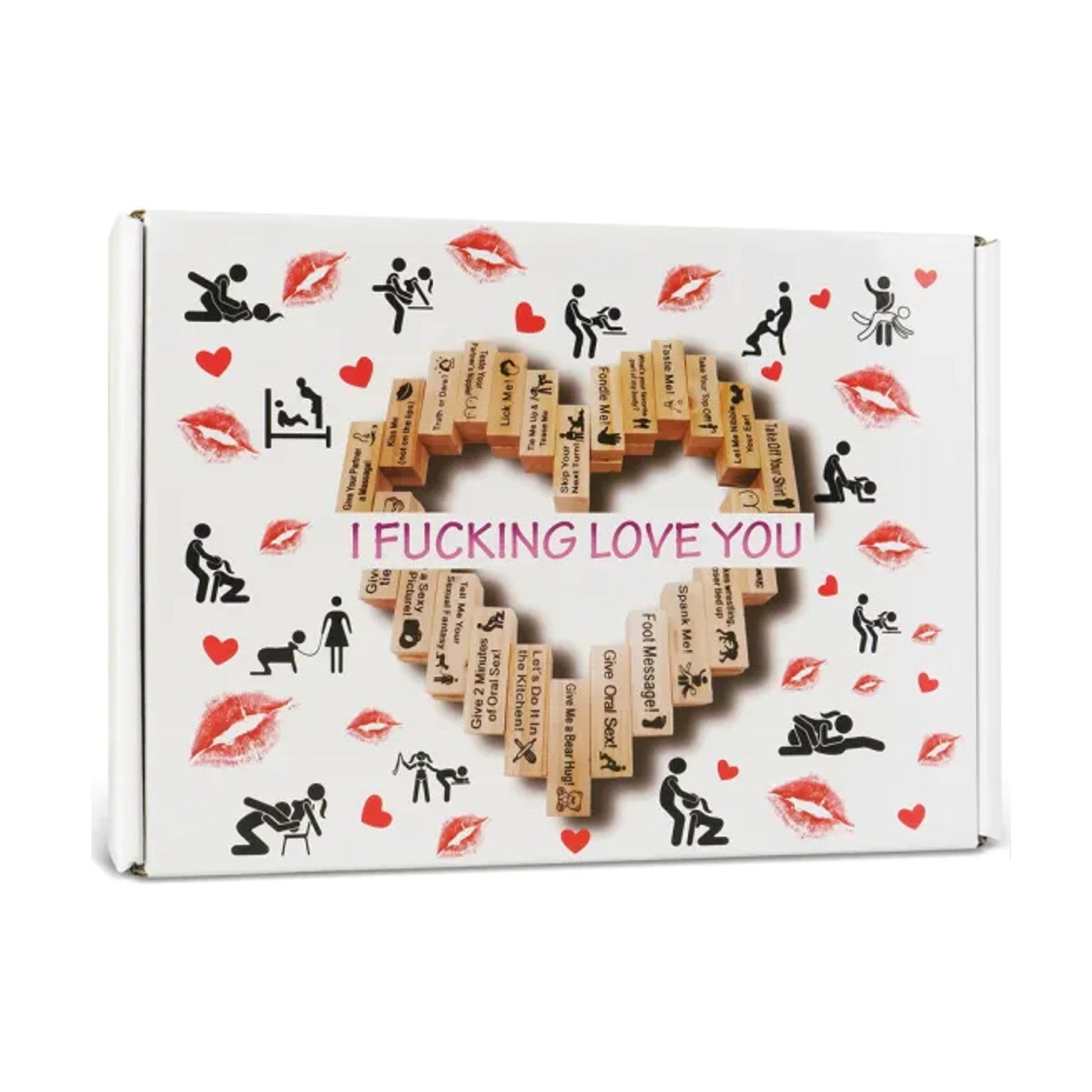 I Fucking Love You Jenga Game in retail packaging