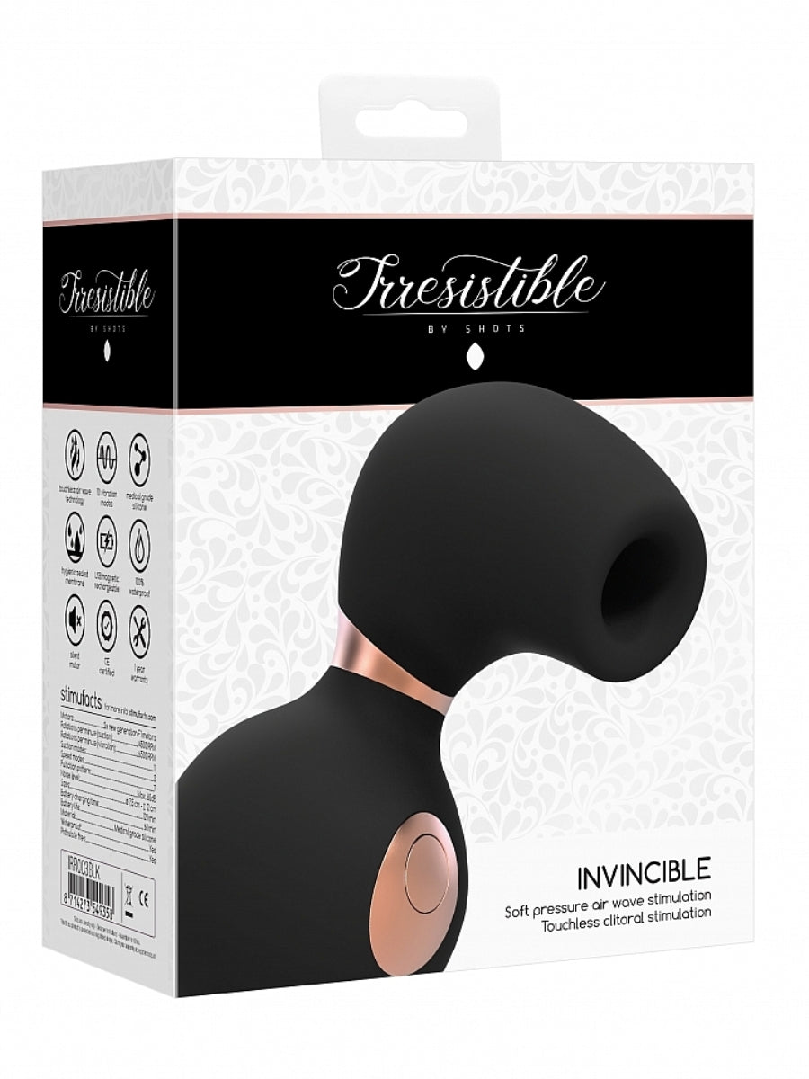 Irresistible Invincible Black Air Wave Vibrator in Retail Packaging