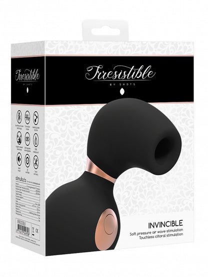 Irresistible Invincible Black Air Wave Vibrator in Retail Packaging