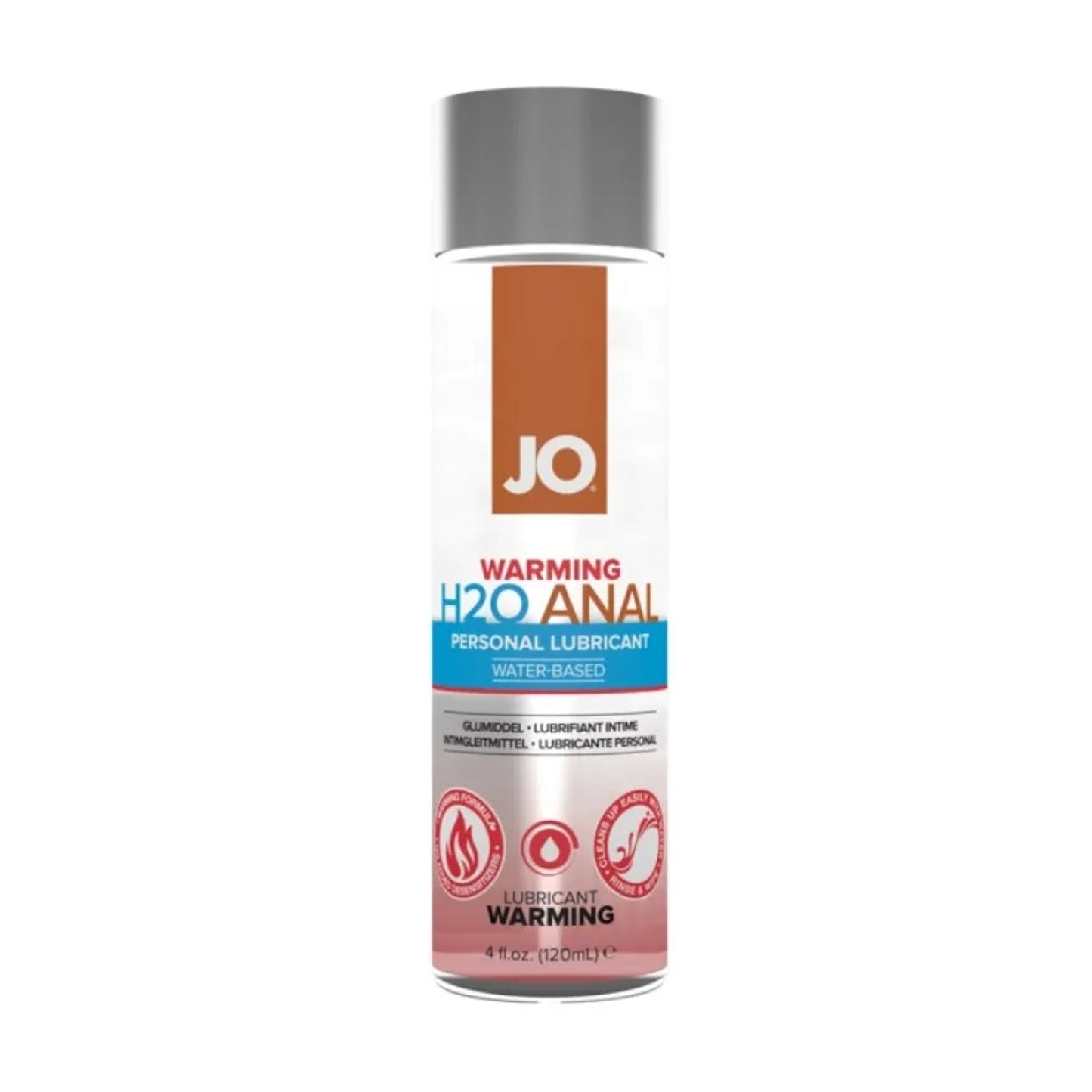 Jo H20 Anal Warming Water-based Lubricant 120ml retail packaging 