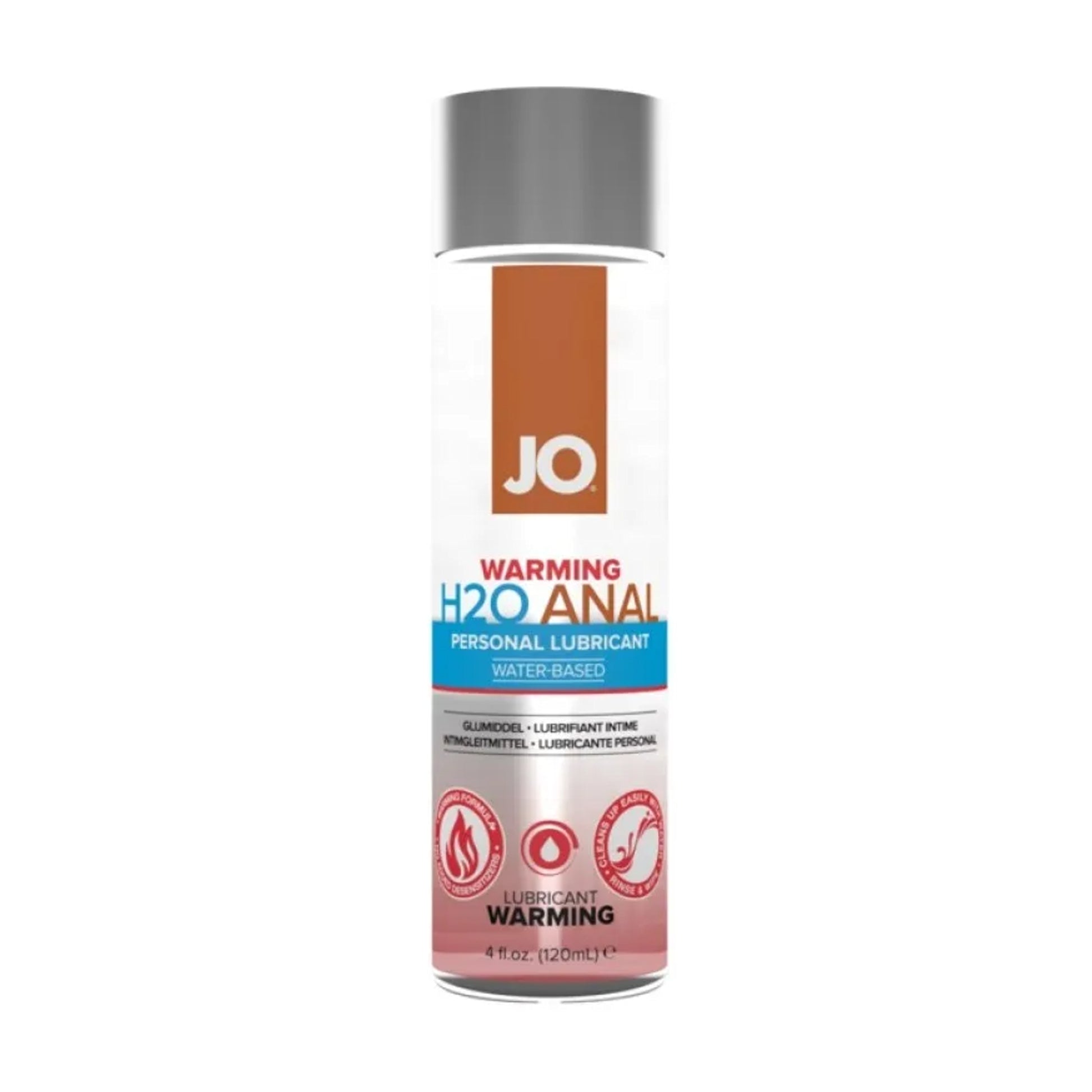 Jo H20 Anal Warming Water-based Lubricant 120ml retail packaging 