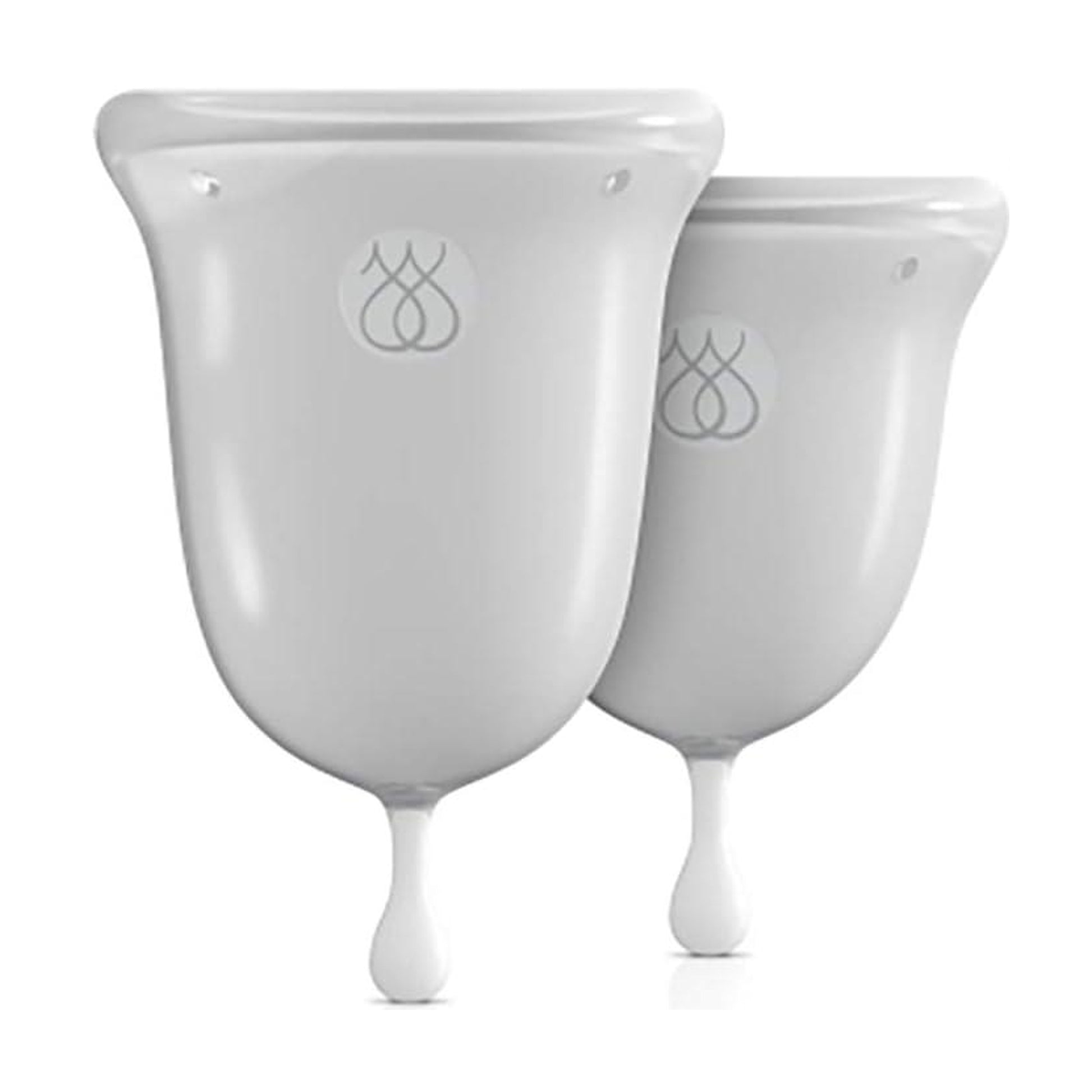Clear menstrual cups upright size comparison