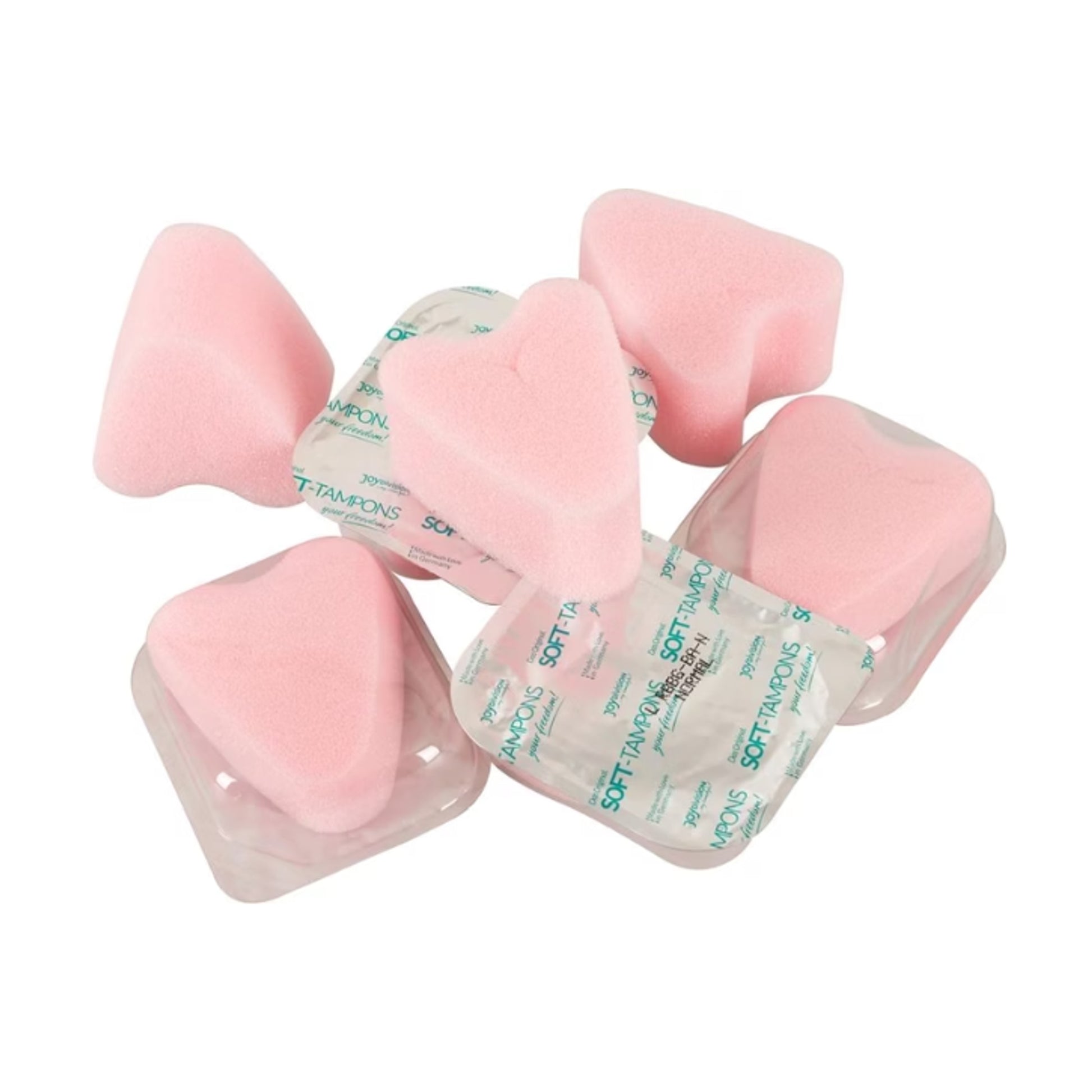 Multiple soft tampons displayed in packaging