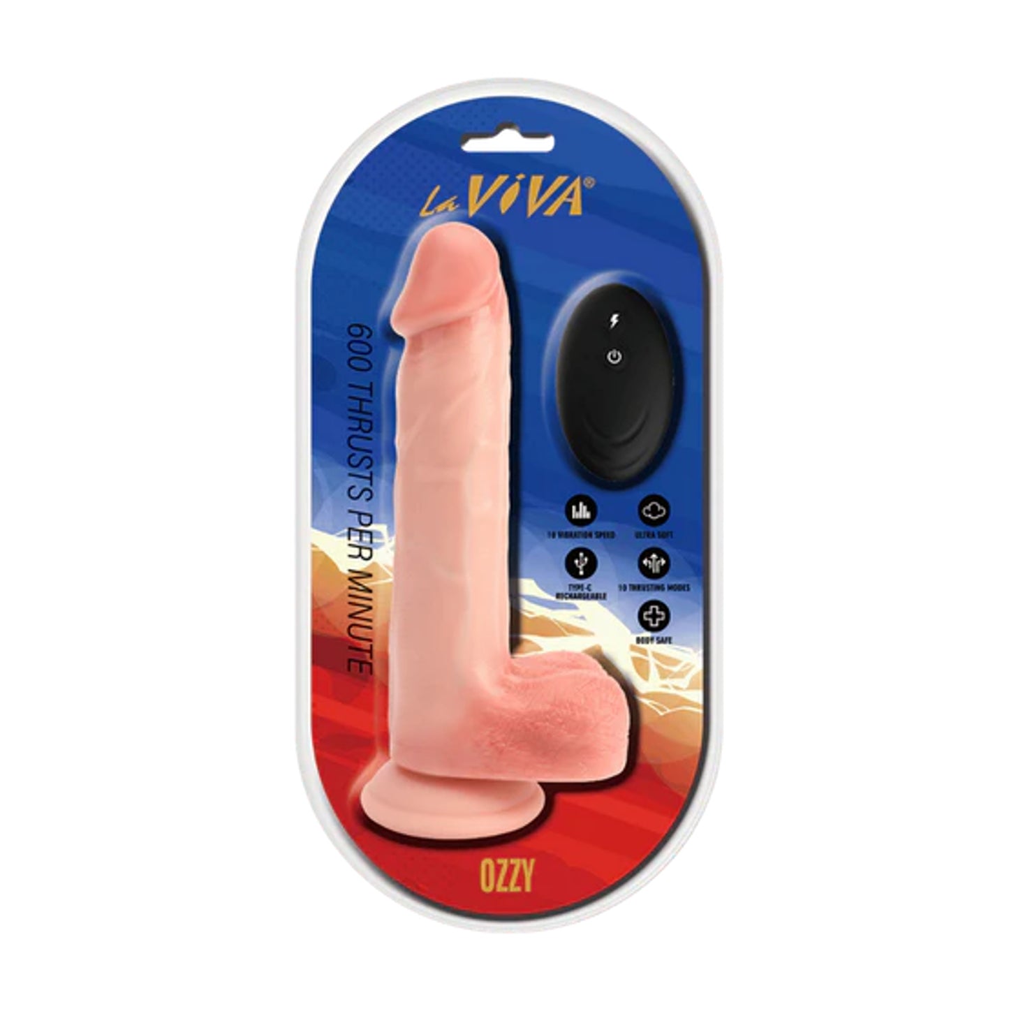 LaViva Ozzy 6 Inch Thrust Dildo in retail packaging