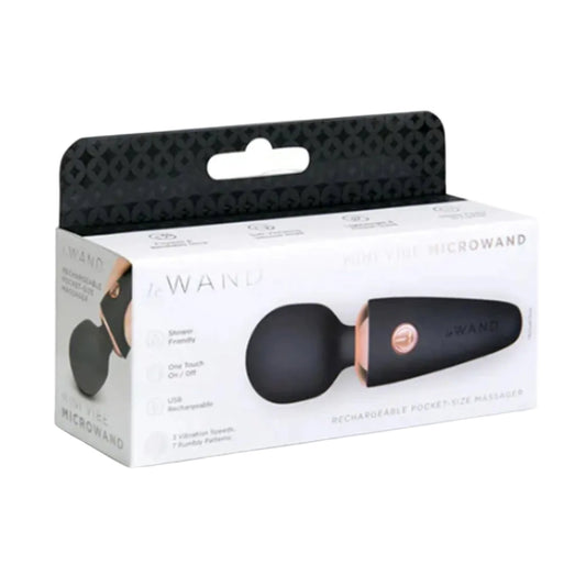 Le Wand Mini Vibe Microwand Black retail packaging