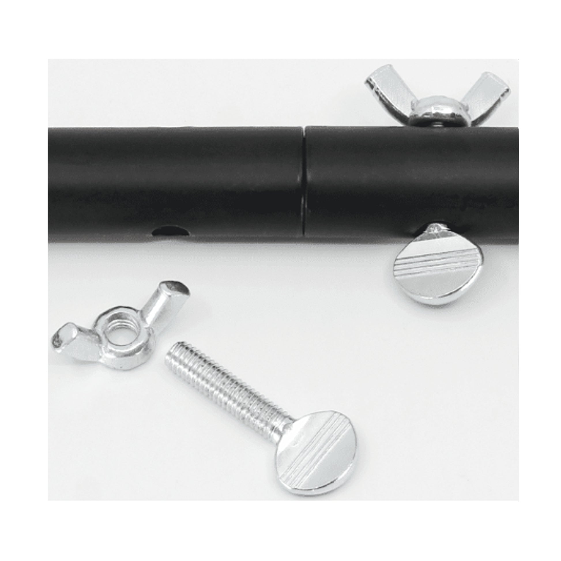 Close-up of thumb screw and wing nut adjustment 