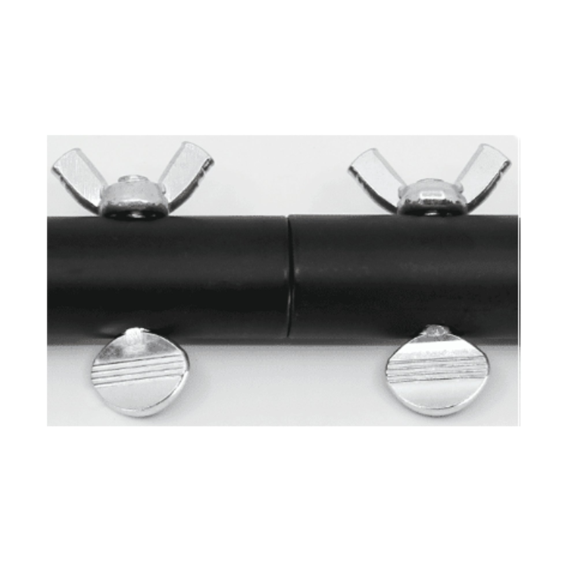 Close-up of spreader bar locking hardware assembly 