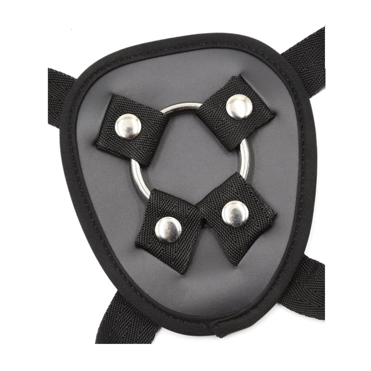 Love In Leather Harness Black Strap On Ring Front View