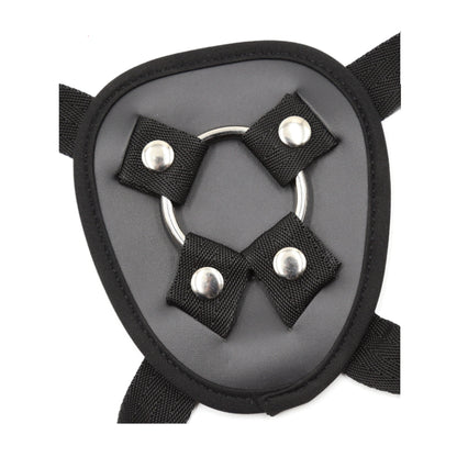 Love In Leather Harness Black Strap On Ring Front View