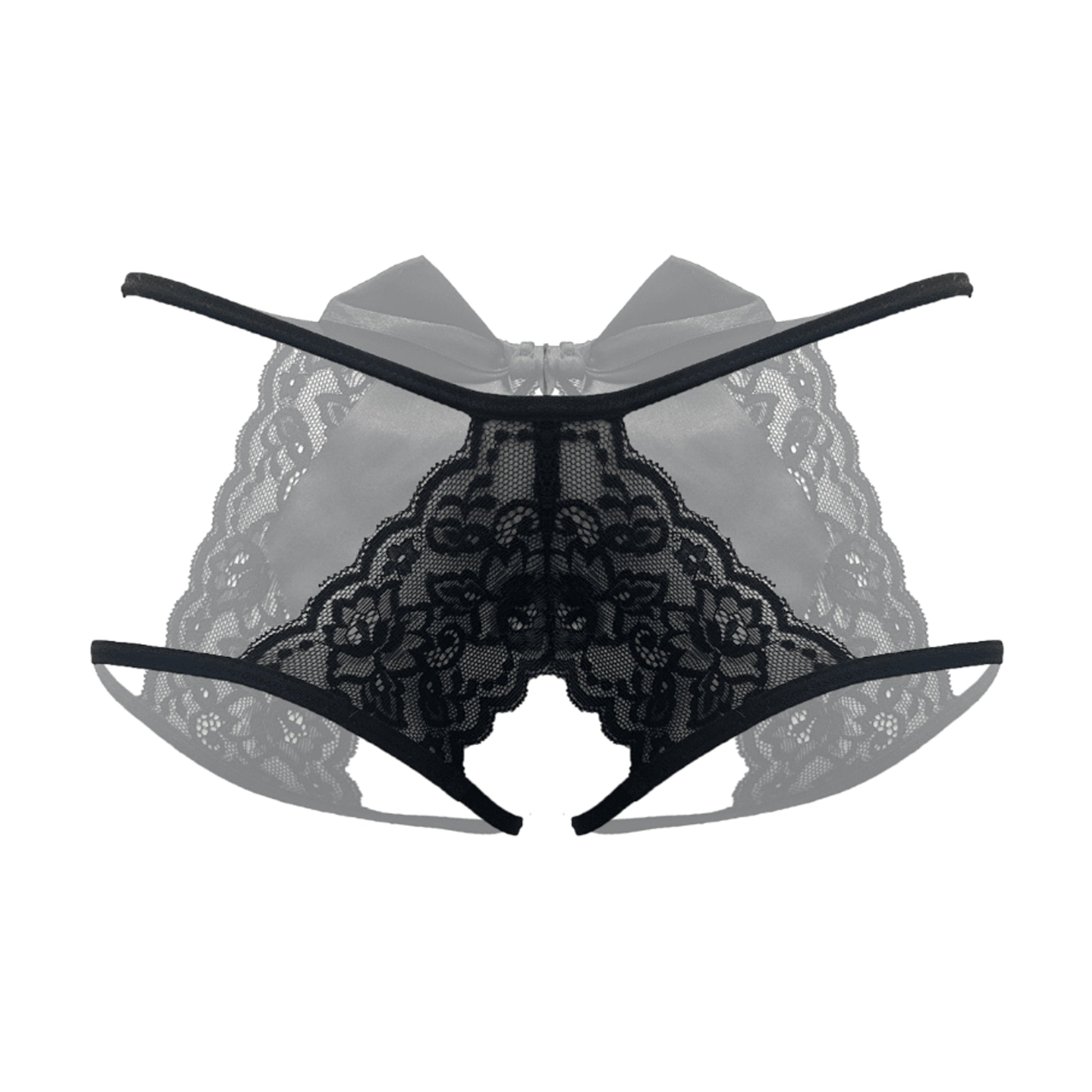 Black lace panty full view showing open styling
