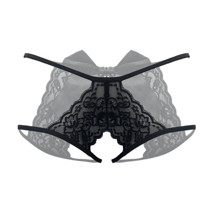 Black lace panty full view showing open styling