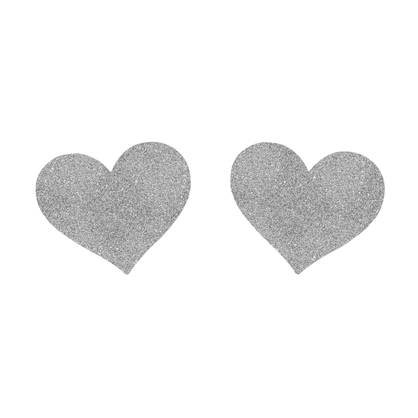 Silver glitter heart-shaped nipple pasties front view