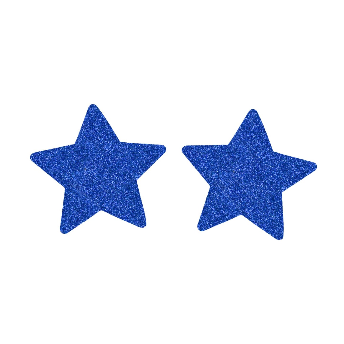 Blue glitter star-shaped nipple pasties front view