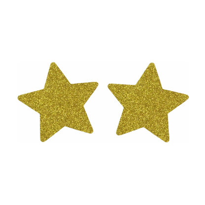 Gold glitter star-shaped nipple pasties front view