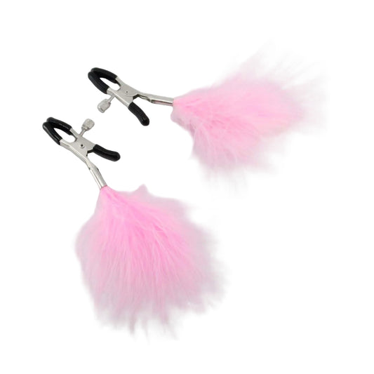 Love in Leather Feather Nipple Clamps Baby Pink