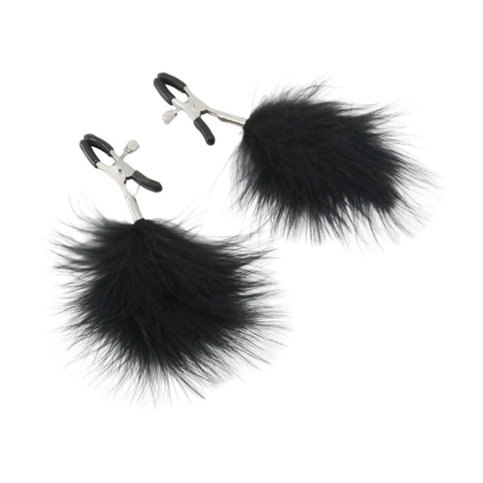 Love In Leather Feather Nipple Clamps Black