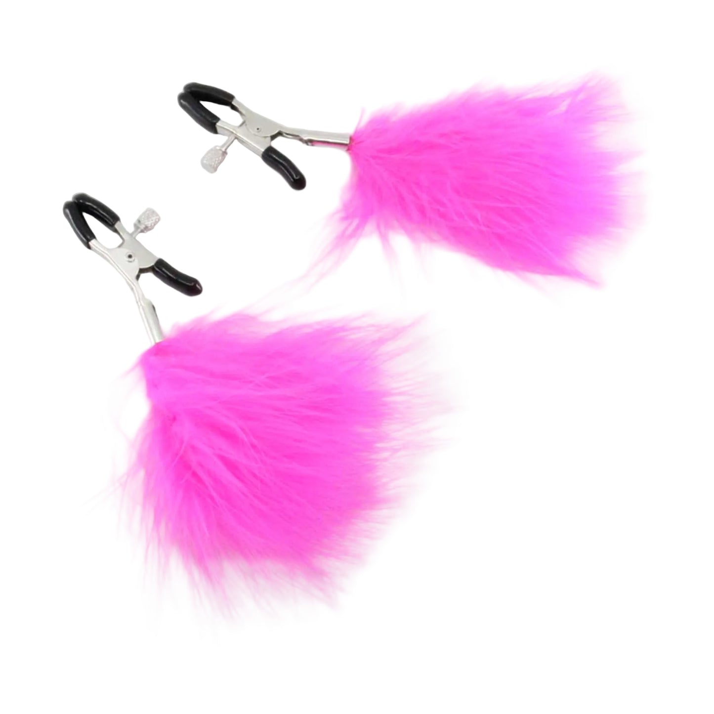Love In Leather Feather Nipple Clamps Hot Pink