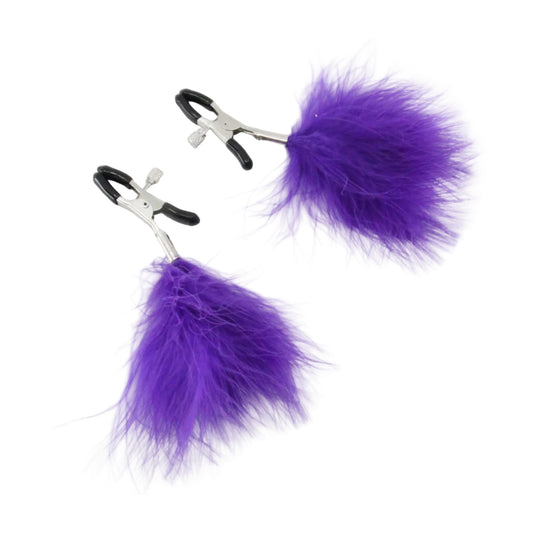 Love In Leather Feather Nipple Clamps Purple