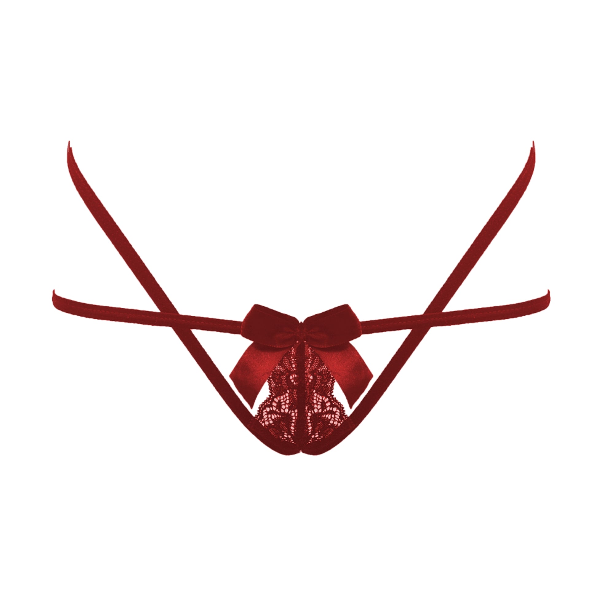 Love In Leather Floating Lace Panty Wine front view