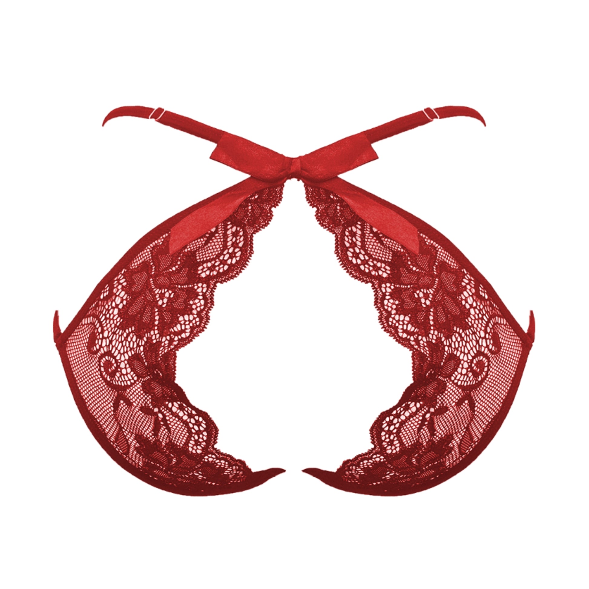 Wine floating lace panty rear view with satin bow