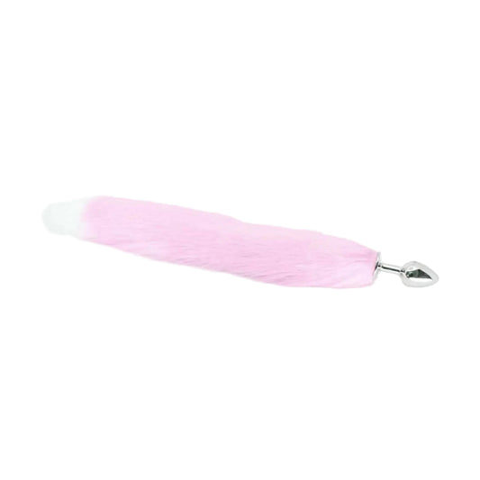 Love In Leather Foxtail Anal Plug Pink White view