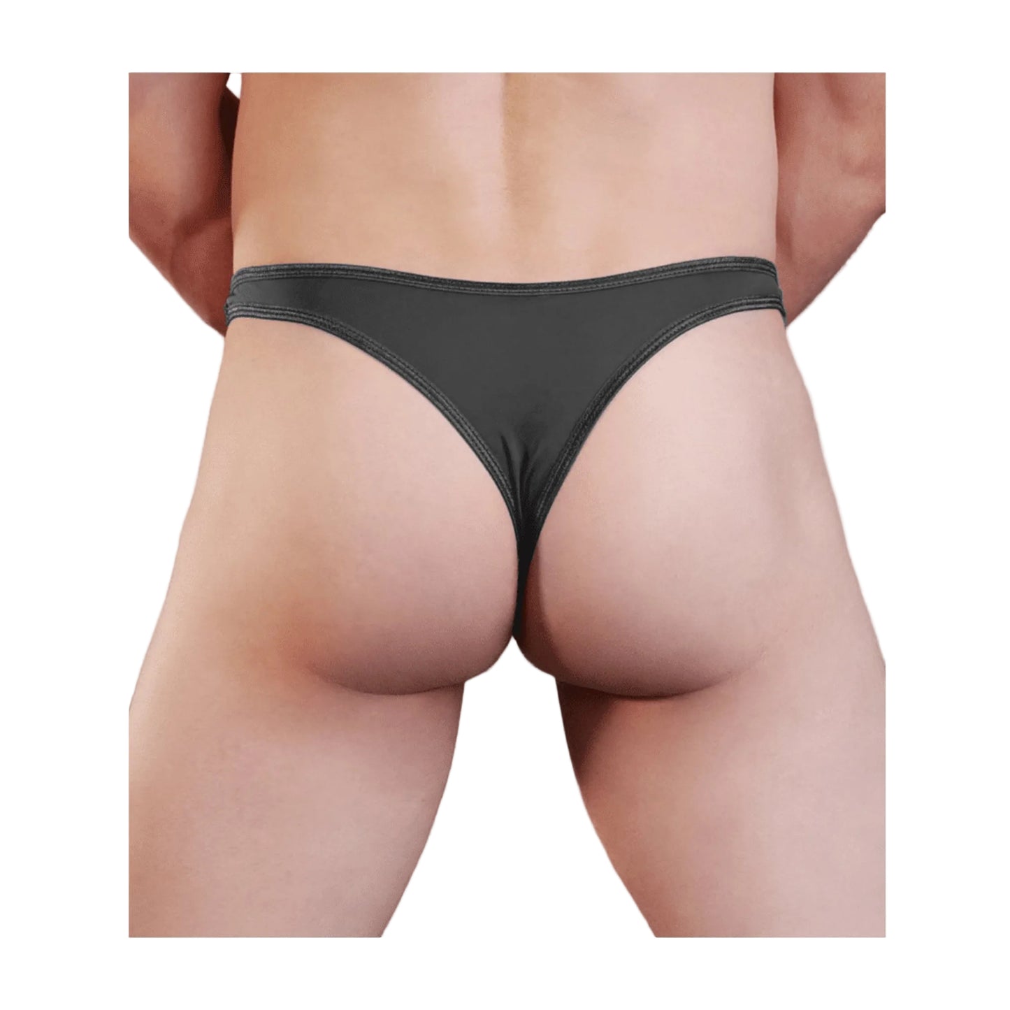 Black mens lycra g-string rear view