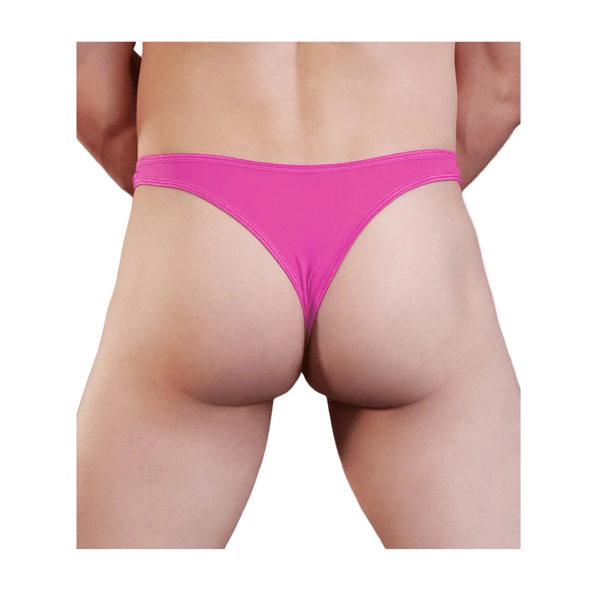 Hot pink mens lycra g-string rear view