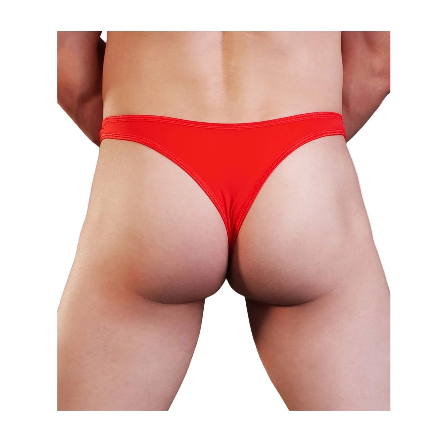 Red mens lycra g-string rear view