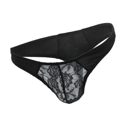 Black mens lycra lace g-string product view