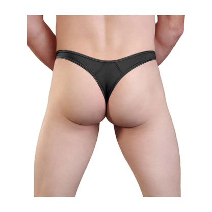 Black mens g-string rear view on model