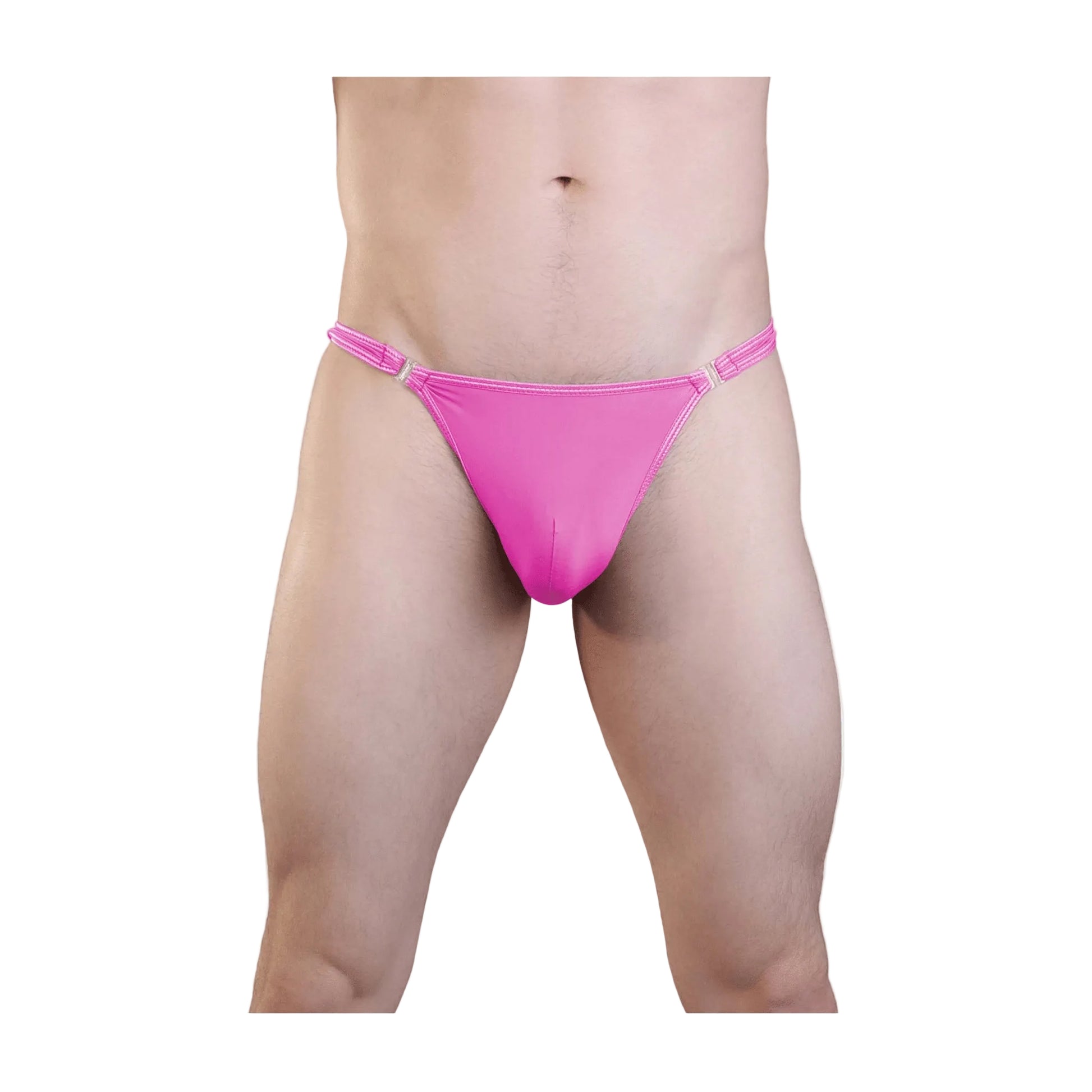 Love In Leather Mens Stripper Clip G-String Hot Pink L-XL front