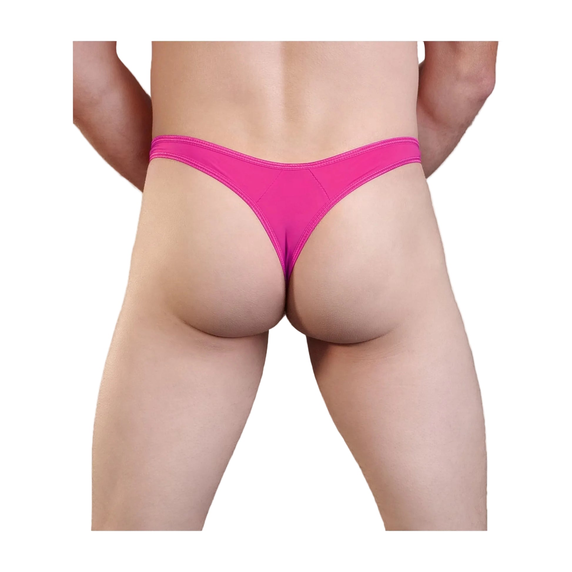 Hot pink mens g-string rear view on model