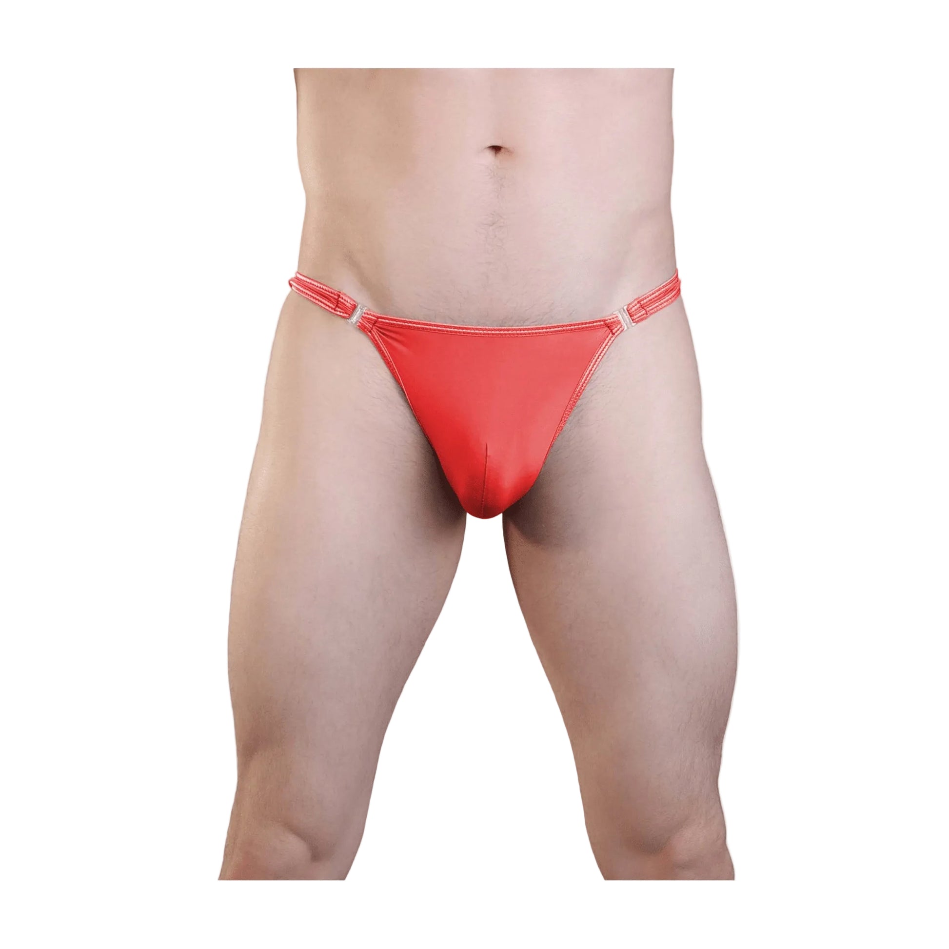 Love In Leather Mens Stripper Clip G-String Red L-XL front