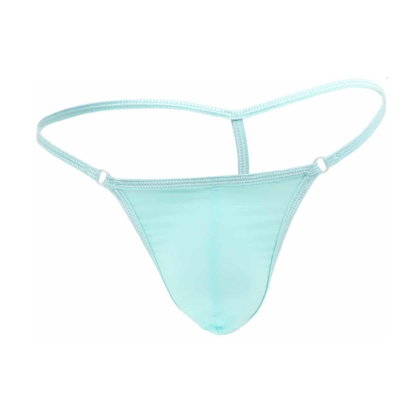 Baby blue lycra g-string laid flat product view