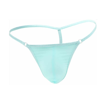 Baby blue lycra g-string laid flat product view