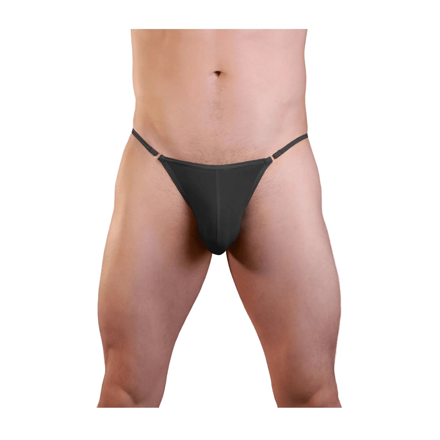Love In Leather Mens Tiny Lycra G-String Black L-XL front view