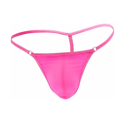 Hot pink lycra g-string laid flat product view