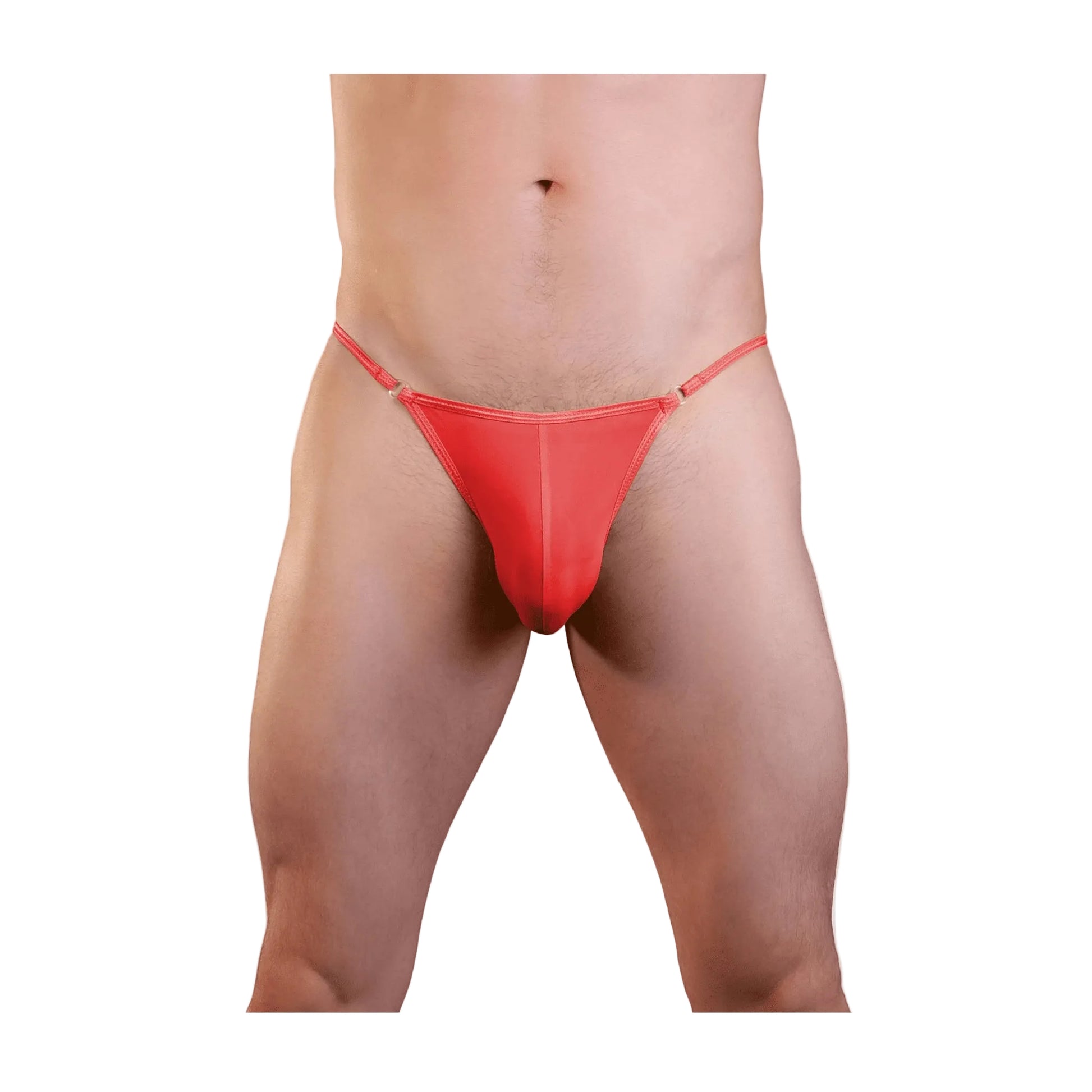 Love In Leather Mens Tiny Lycra G-String Red L-XL front view