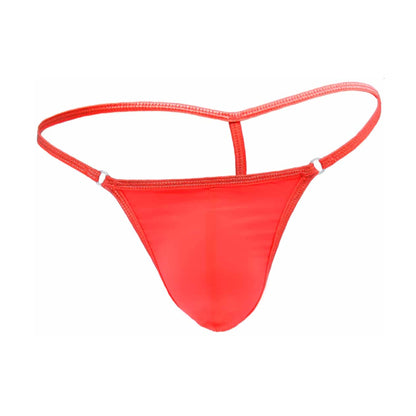 Red lycra g-string laid flat product view