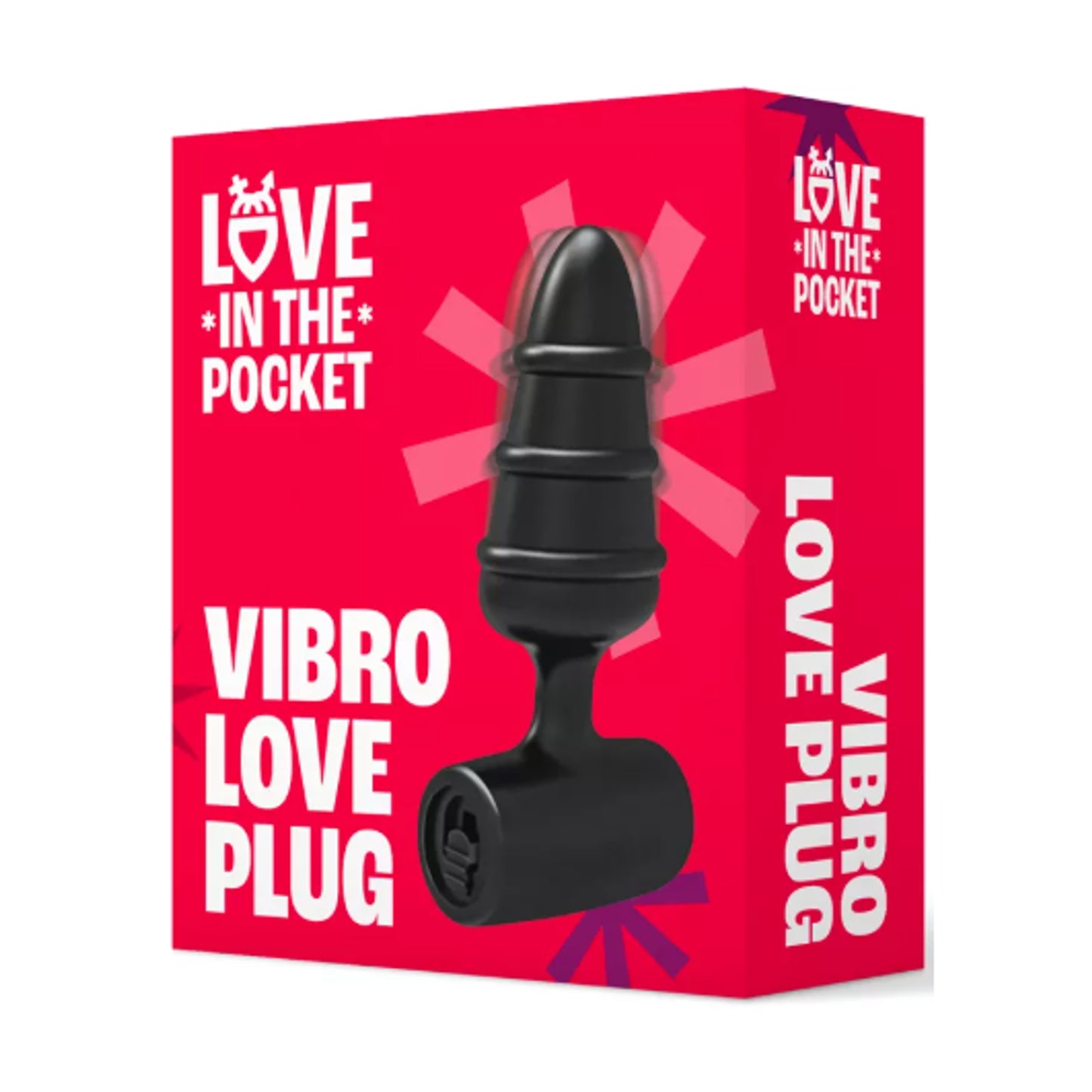 Love In The Pocket Vibro Love Plug Black in retail packaging