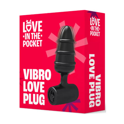 Love In The Pocket Vibro Love Plug Black in retail packaging