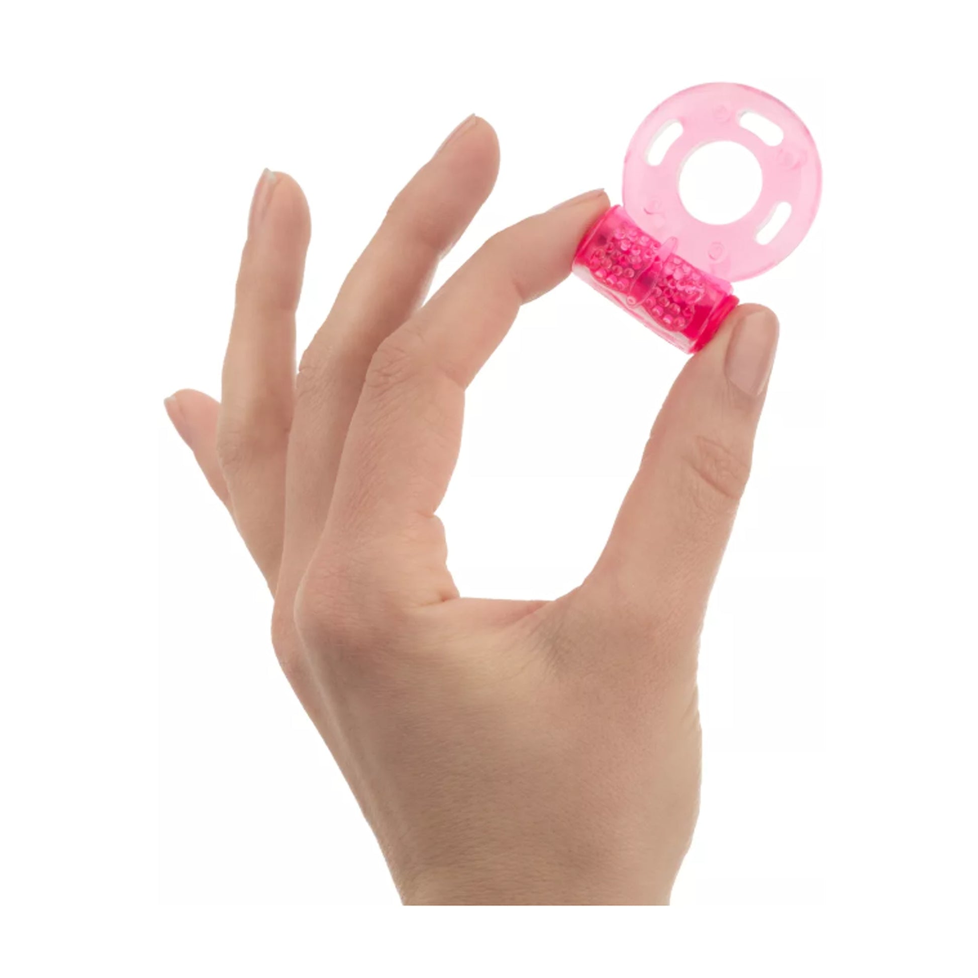 Love ring shown in hand for size reference