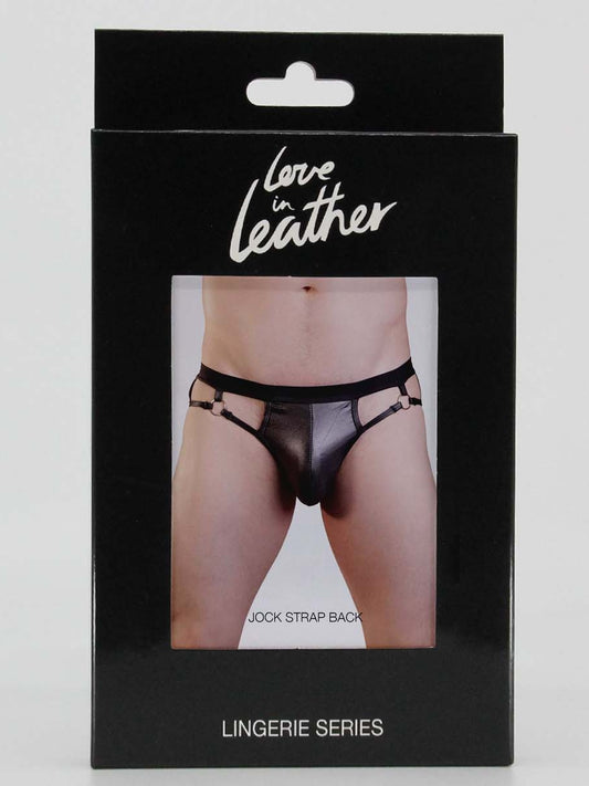 Love In Leather Boxed Wet Look Jock Strap Double Ring L/XL